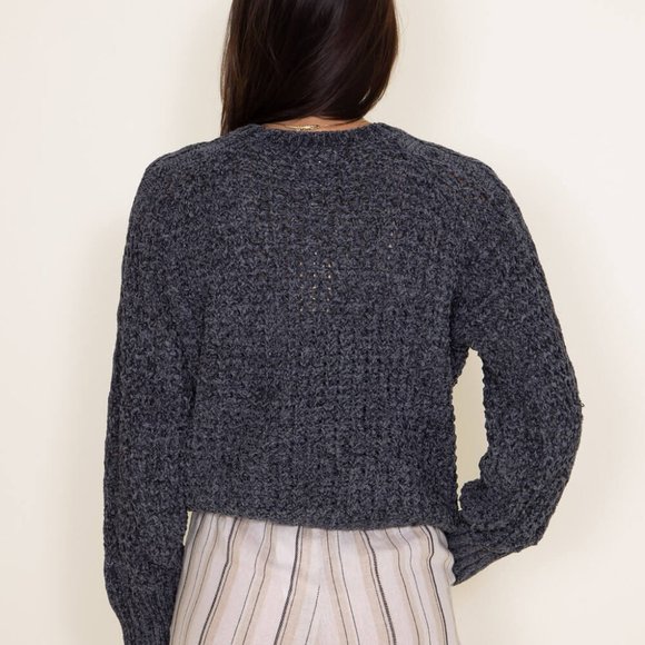 NEW Stretchy Wool Blend Sz Medium Petite Gray Cozy Cardigan Sweater OLD NAVY - Picture 2 of 2